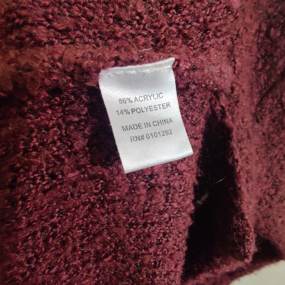 LULU B Colorful Comfy Clothing Burgundy Teddy Scoop Neck Long Sleeve Sweater L - Picture 11 of 11